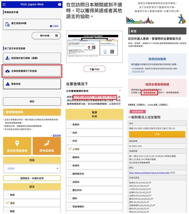 日本旅行期间生病就医