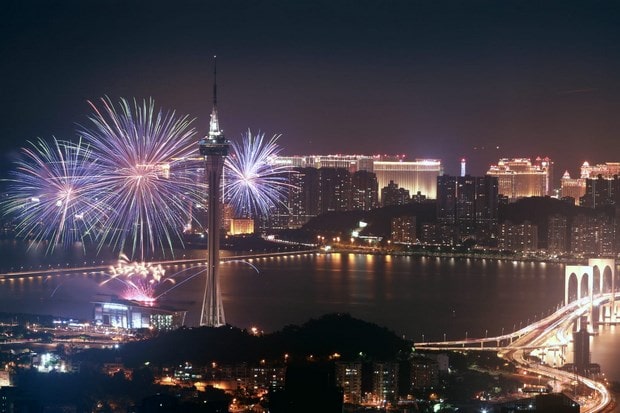 Macau fireworks viewed from Penha Hill Lookout