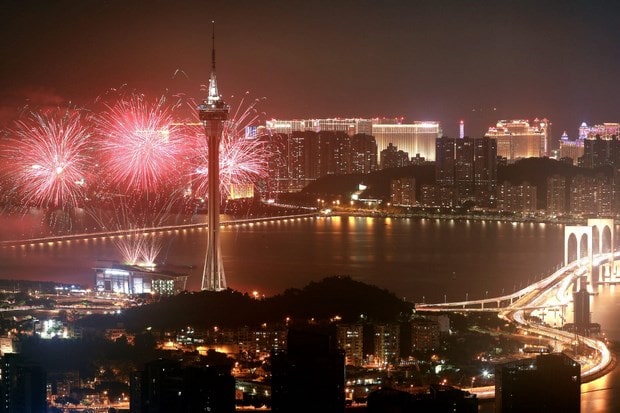 Macau fireworks viewed from Penha Hill Lookout
