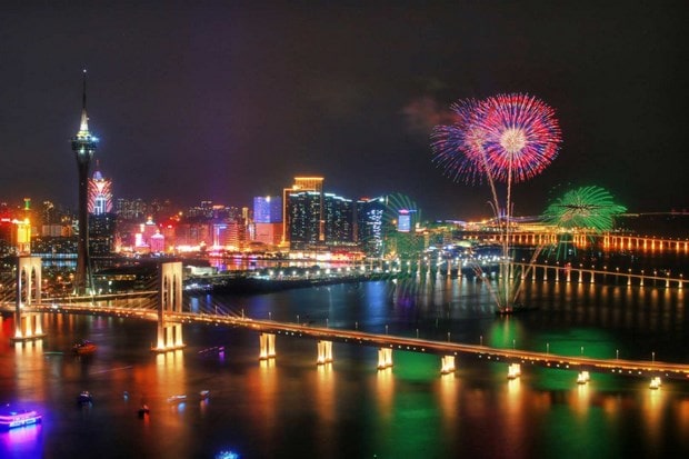 Macau fireworks viewed from Zhuhai