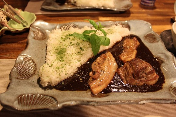 Woody Life7 Hokkaido Summer Road Trip Day 6 Accommodation_Biei Woody Life Dinner - Black Curry Rice