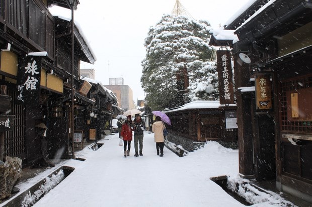 Snowy old town of Takayama
