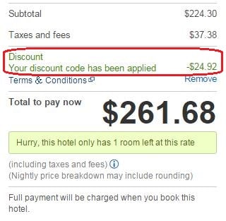 Hotels.com 할인코드 적용