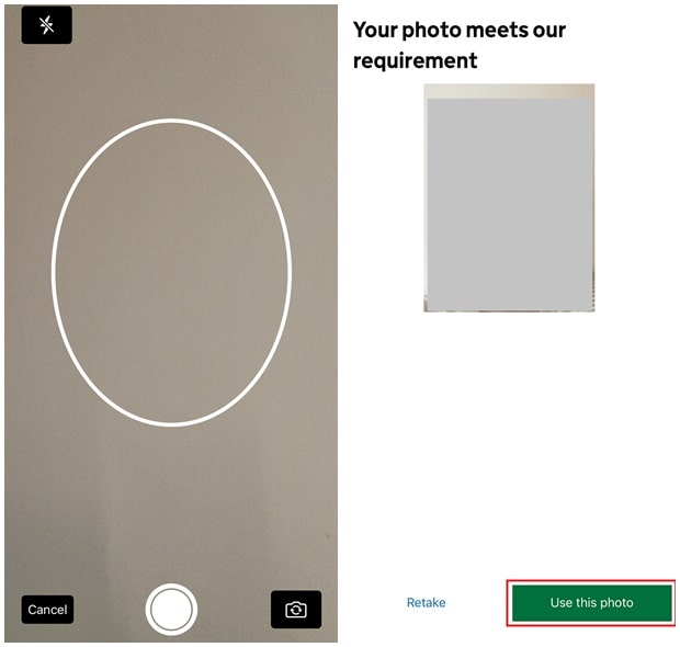 Using the APP to apply for UK ETA_Step10_Take a photo