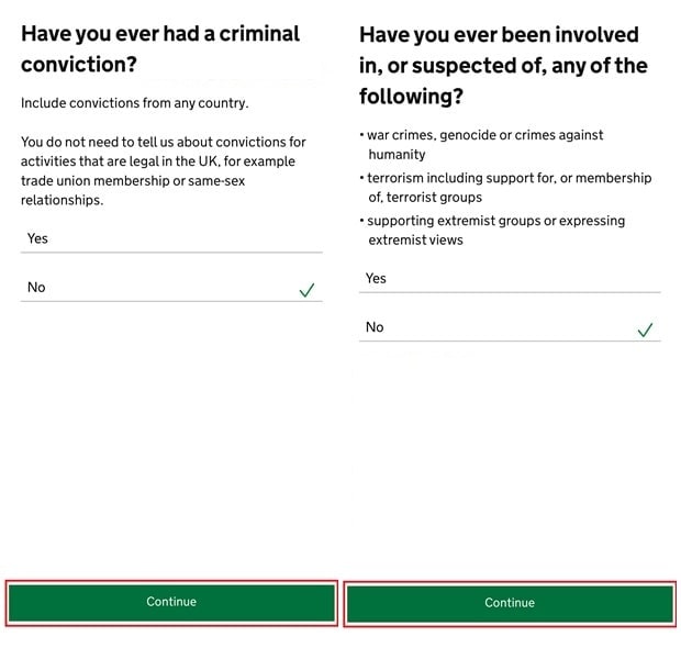 Using the APP to apply for UK ETA_Step11_Criminal record