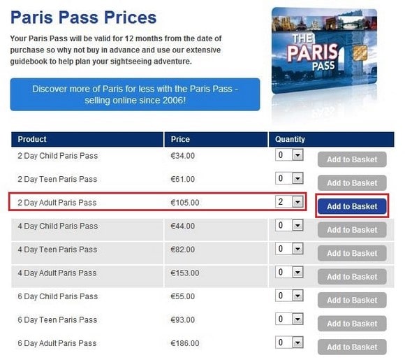 購買Paris Pass_Step 2