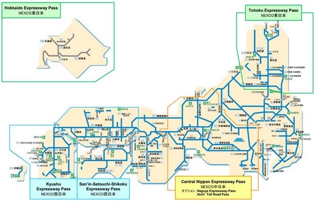 Japan Expressway Pass覆蓋區域