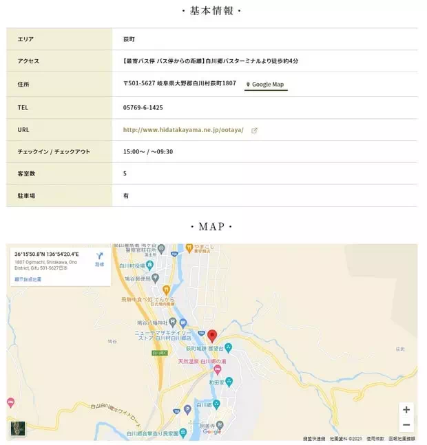 白川鄉合掌村民宿資料