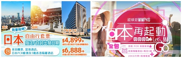日本無導遊旅行團套票