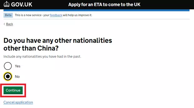 英國ETA官網申請步驟8：雙重國籍問題