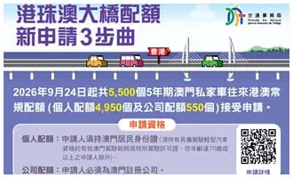 澳門私家車往來港澳常規配額